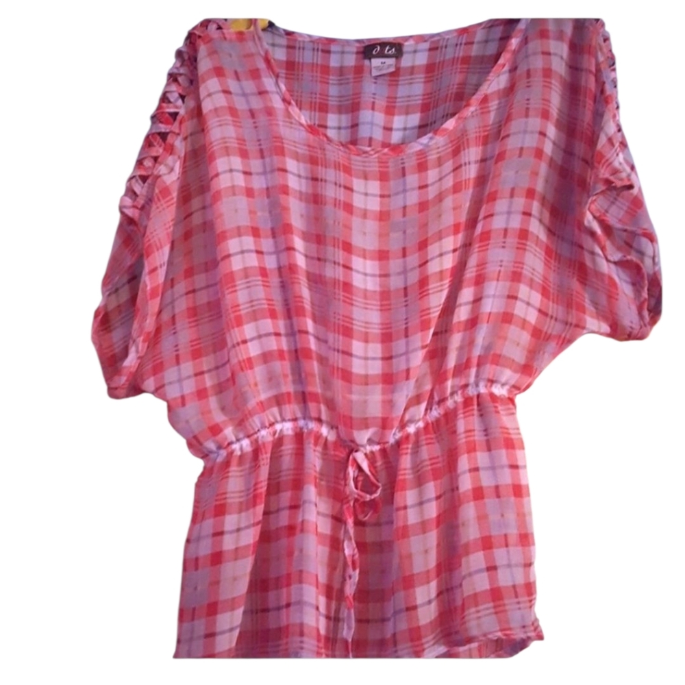 Dots pattern scoop neckline Top Tunic.  Size M